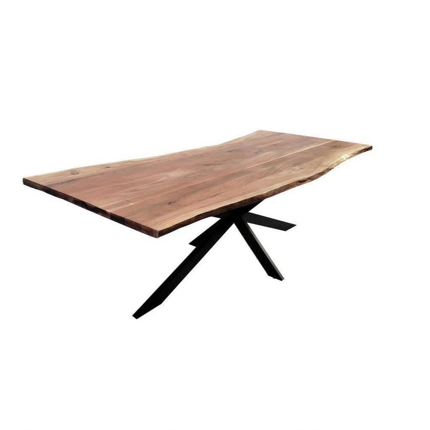 Cristo Solid Acacia Industrial Dining Table with Metal Legs, 240cm - Chocolate Wood