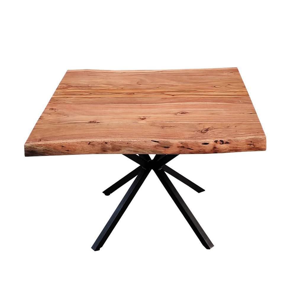 Cristo natural solid acacia timber side table with metal legs, 60cm height, by MyChocolateWood, ideal as a lamp or accent table.