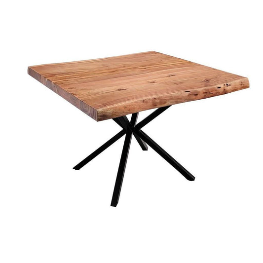 Cristo natural solid acacia timber side table with metal legs, 60cm, by MyChocolateWood, showcasing the wooden surface and modern design.