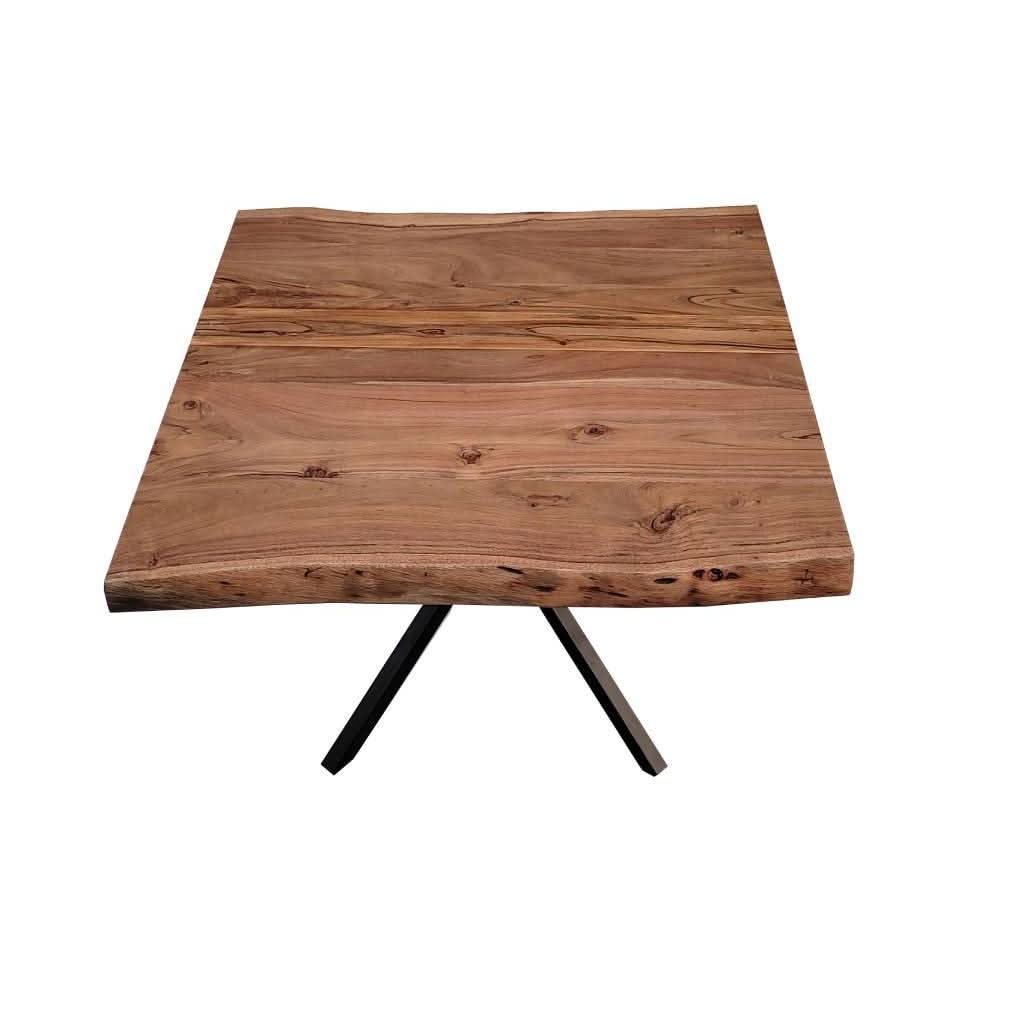 Cristo natural solid acacia timber side table with metal legs, 60cm, by MyChocolateWood, featuring a modern lamp table design