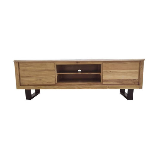 Cristo natural solid acacia timber TV entertainment unit with metal legs, 170 cm by MyChocolateWood