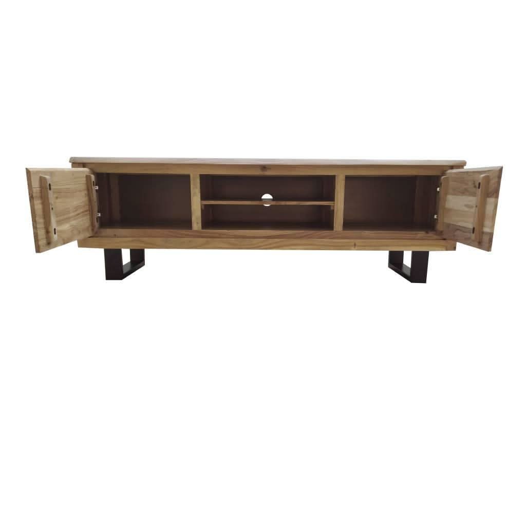 CRISTO NATURAL SOLID ACACIA TIMBER TV/ENTERTAINMENT UNIT ETU W/METAL LEGS 170 CM - MyChocolateWood