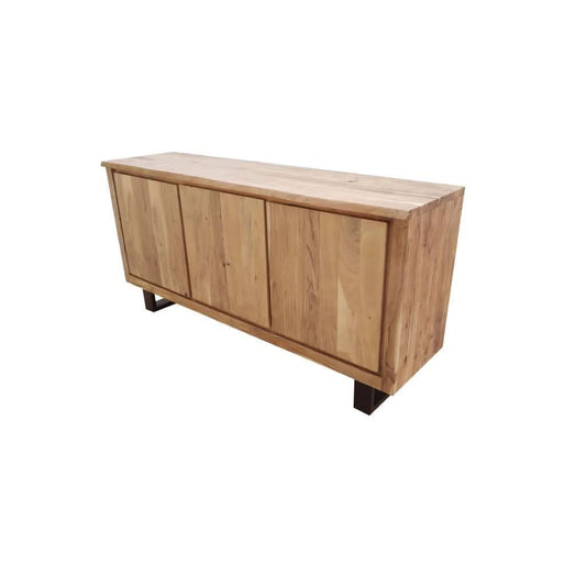 Cristo solid acacia timber sideboard with metal legs, natural finish, 166 cm long, from MyChocolateWood.
