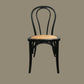 Cristo Stackable Bentwood Dining Chair in Black with Rattan Seat - Chocolate Wood