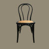 Cristo Stackable Bentwood Dining Chair in Black with Rattan Seat - Chocolate Wood