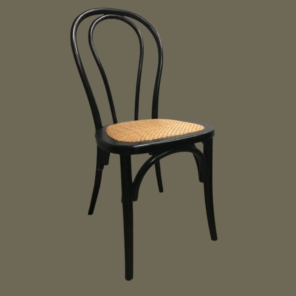 CRISTO STACKABLE BLACK BENTWOOD DINING CHAIR WITH RATTAN SEAT - MyChocolateWood