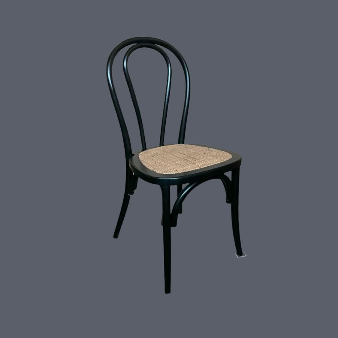 CRISTO STACKABLE BLACK BENTWOOD DINING CHAIR WITH RATTAN SEAT - MyChocolateWood