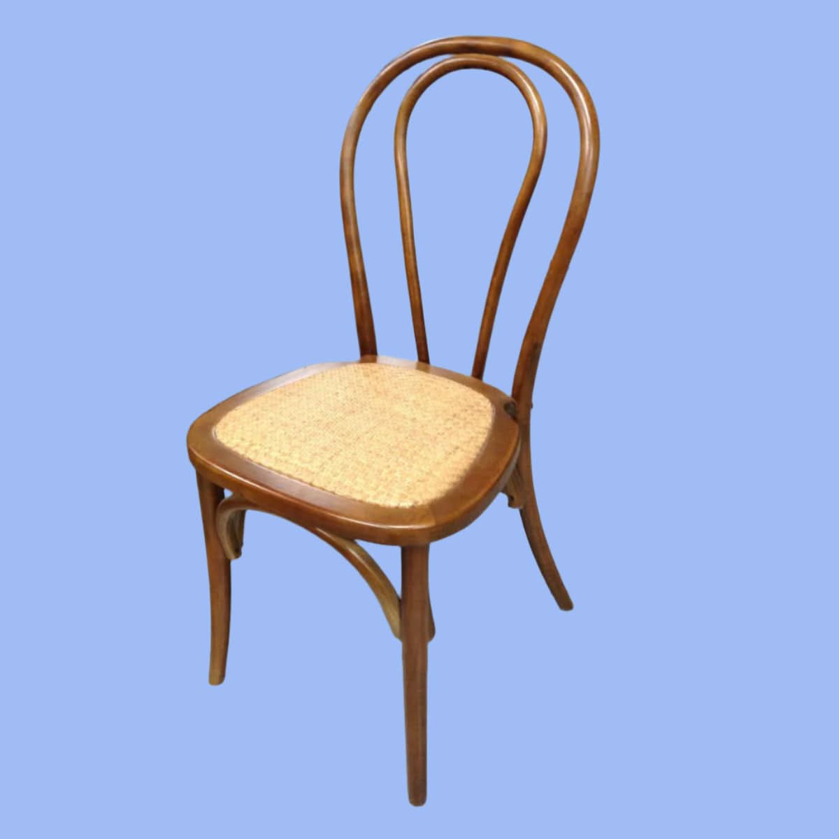 Cristo Stackable Bentwood Dining Chair in Brown with Rattan Seat - Chocolate Wood