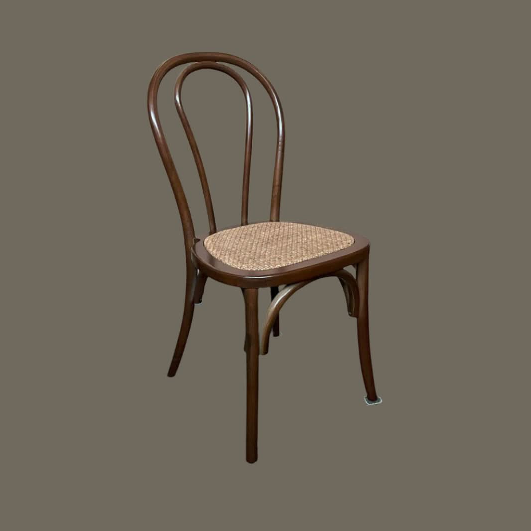 CRISTO STACKABLE BROWN BENTWOOD DINING CHAIR WITH RATTAN SEAT - MyChocolateWood