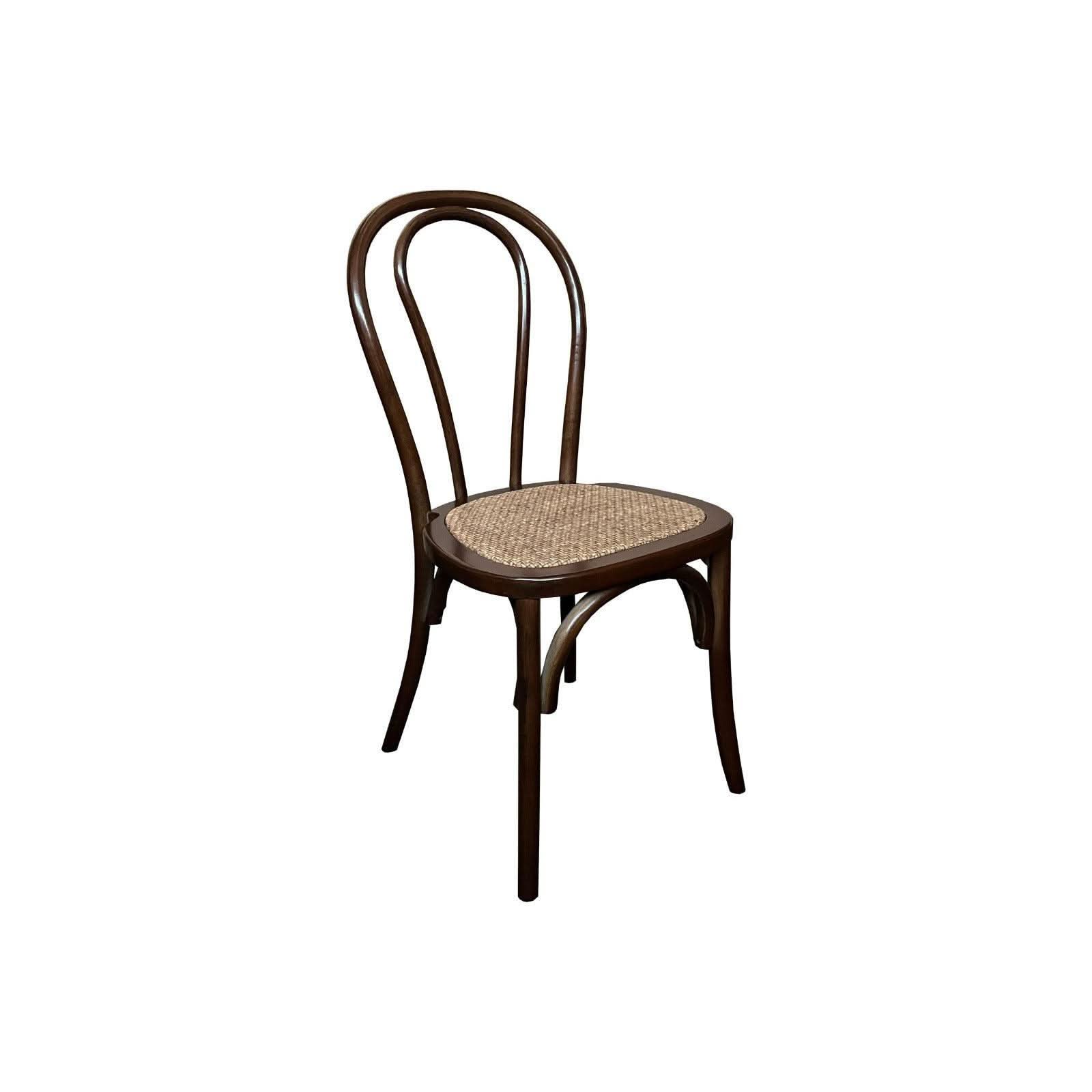 CRISTO STACKABLE BROWN BENTWOOD DINING CHAIR WITH RATTAN SEAT - MyChocolateWood