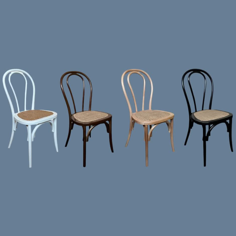 CRISTO STACKABLE BROWN BENTWOOD DINING CHAIR WITH RATTAN SEAT - MyChocolateWood