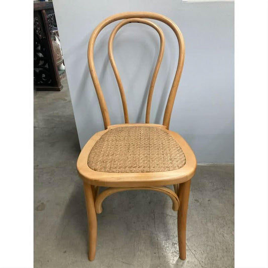 Cristo Stackable Bentwood Dining Chair in Natural with Rattan Seat - Chocolate Wood