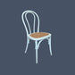 Cristo Stackable Bentwood Dining Chair in White with Rattan Seat - Chocolate Wood