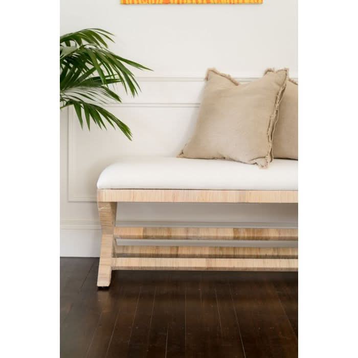 CROZAT MAHOGANY/RATTAN BENCH NATURAL MEDIUM - MyChocolateWood