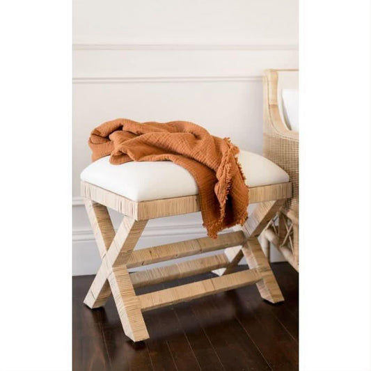 CROZAT MAHOGANY/RATTAN BENCH NATURAL SMALL - MyChocolateWood