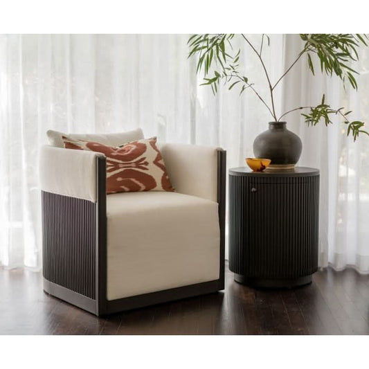 CRUZ SWIVEL CHAIR ARMCHAIR MAHOGANY FRAME GREY OAK COLOUR - MyChocolateWood