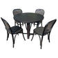 CUSTOM MADE FELINI ROUND DINING TABLE IN SOLID TASSIE OAK 1000MM IN SOLID BLACK + 4 X BERMUDA DINING CHAIR IN DISTRESSED BLACK - MyChocolateWood