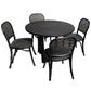CUSTOM MADE FELINI ROUND DINING TABLE IN SOLID TASSIE OAK 1000MM IN SOLID BLACK + 4 X BERMUDA DINING CHAIR IN DISTRESSED BLACK - MyChocolateWood