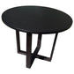 CUSTOM MADE FELINI ROUND DINING TABLE IN SOLID TASSIE OAK 1000MM IN SOLID BLACK + 4 X BERMUDA DINING CHAIR IN DISTRESSED BLACK - MyChocolateWood
