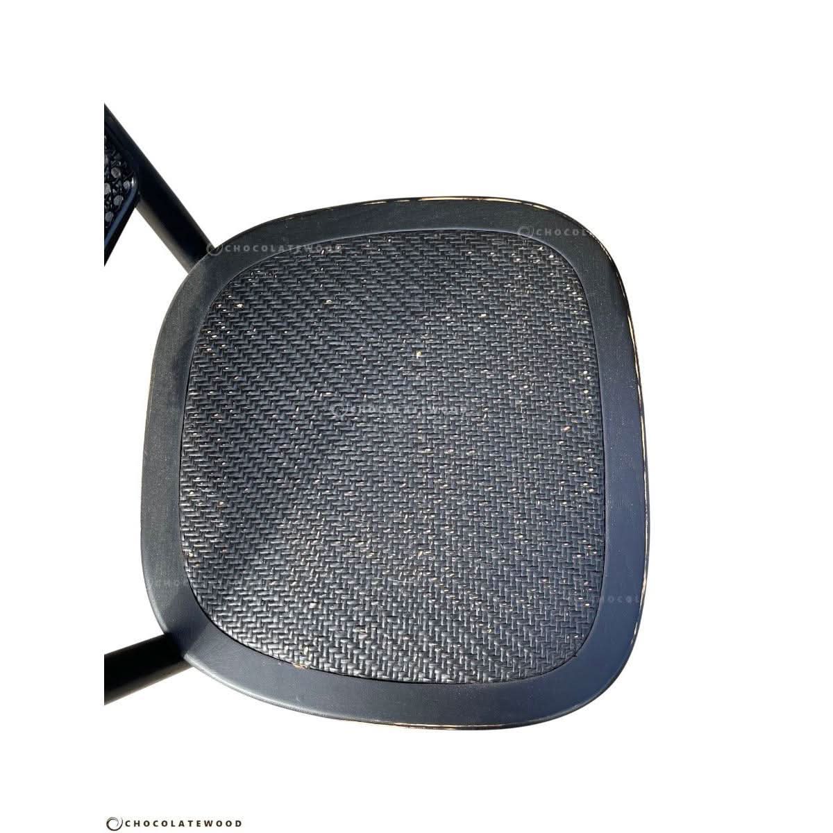 CUSTOM MADE FELINI ROUND DINING TABLE IN SOLID TASSIE OAK 1000MM IN SOLID BLACK + 4 X BERMUDA DINING CHAIR IN DISTRESSED BLACK - MyChocolateWood