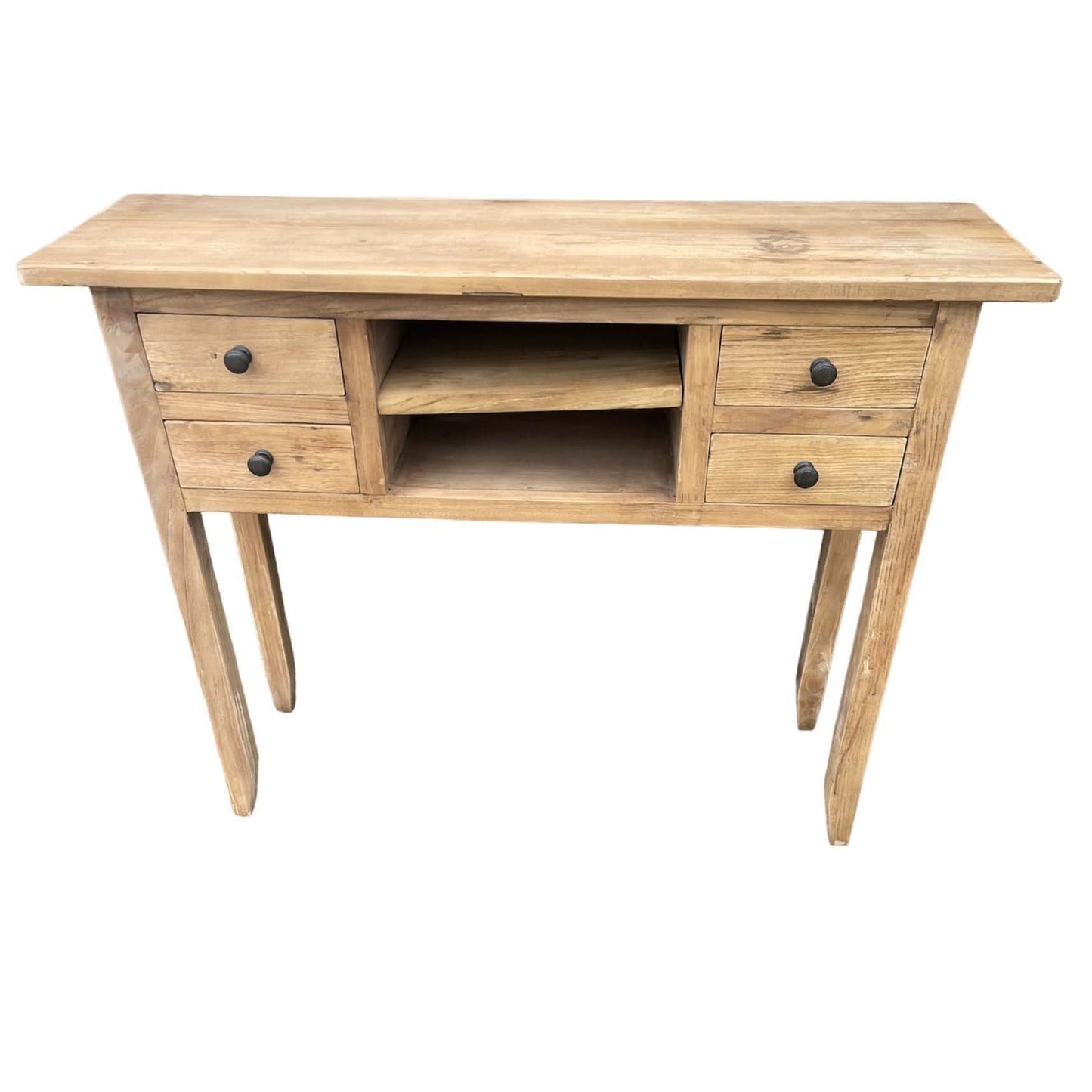DAGENHAM NARROW CHINESE HALL TABLE/CONSOLE 4 DRAWERS IN RECYCLED ELM NATURAL - MyChocolateWood