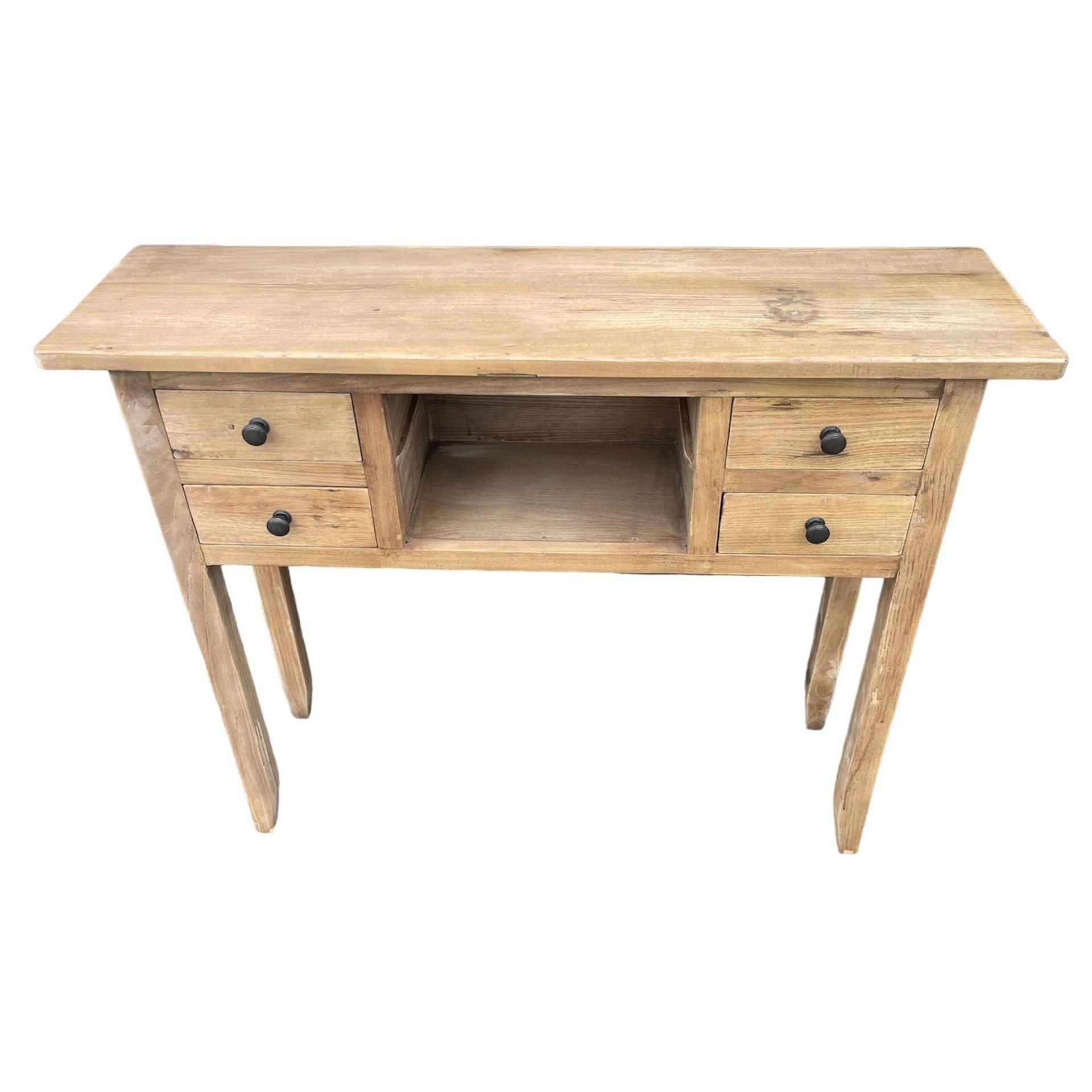 DAGENHAM NARROW CHINESE HALL TABLE/CONSOLE 4 DRAWERS IN RECYCLED ELM NATURAL - MyChocolateWood