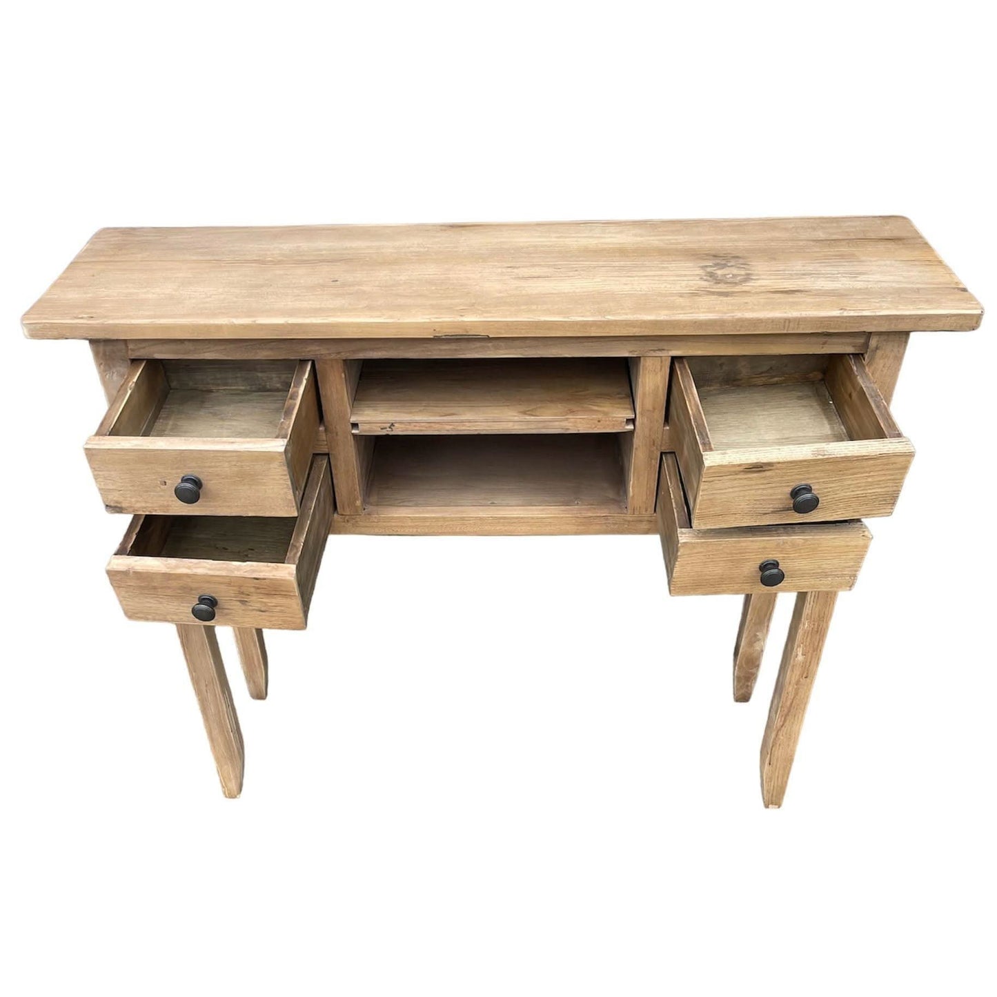 DAGENHAM NARROW CHINESE HALL TABLE/CONSOLE 4 DRAWERS IN RECYCLED ELM NATURAL - MyChocolateWood