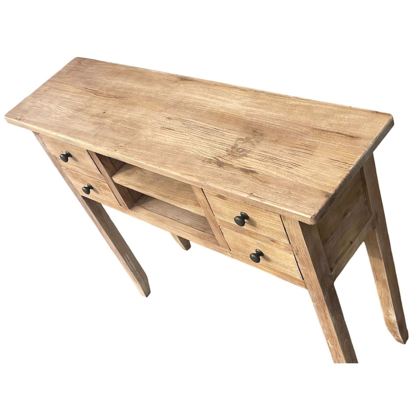 DAGENHAM NARROW CHINESE HALL TABLE/CONSOLE 4 DRAWERS IN RECYCLED ELM NATURAL - MyChocolateWood