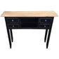 DAGENHAM NARROW CHINESE HALL TABLE/CONSOLE 4 DRAWERS IN RECYCLED ELM NATURAL/BLACK - MyChocolateWood