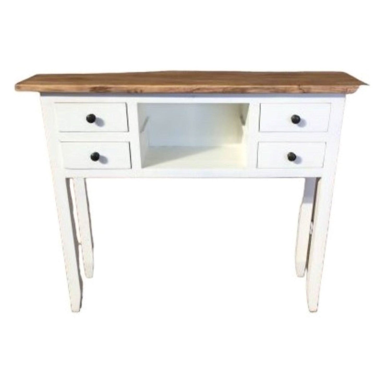 DAGENHAM NARROW CHINESE HALL TABLE/CONSOLE 4 DRAWERS IN RECYCLED ELM NATURAL/WHITE - MyChocolateWood