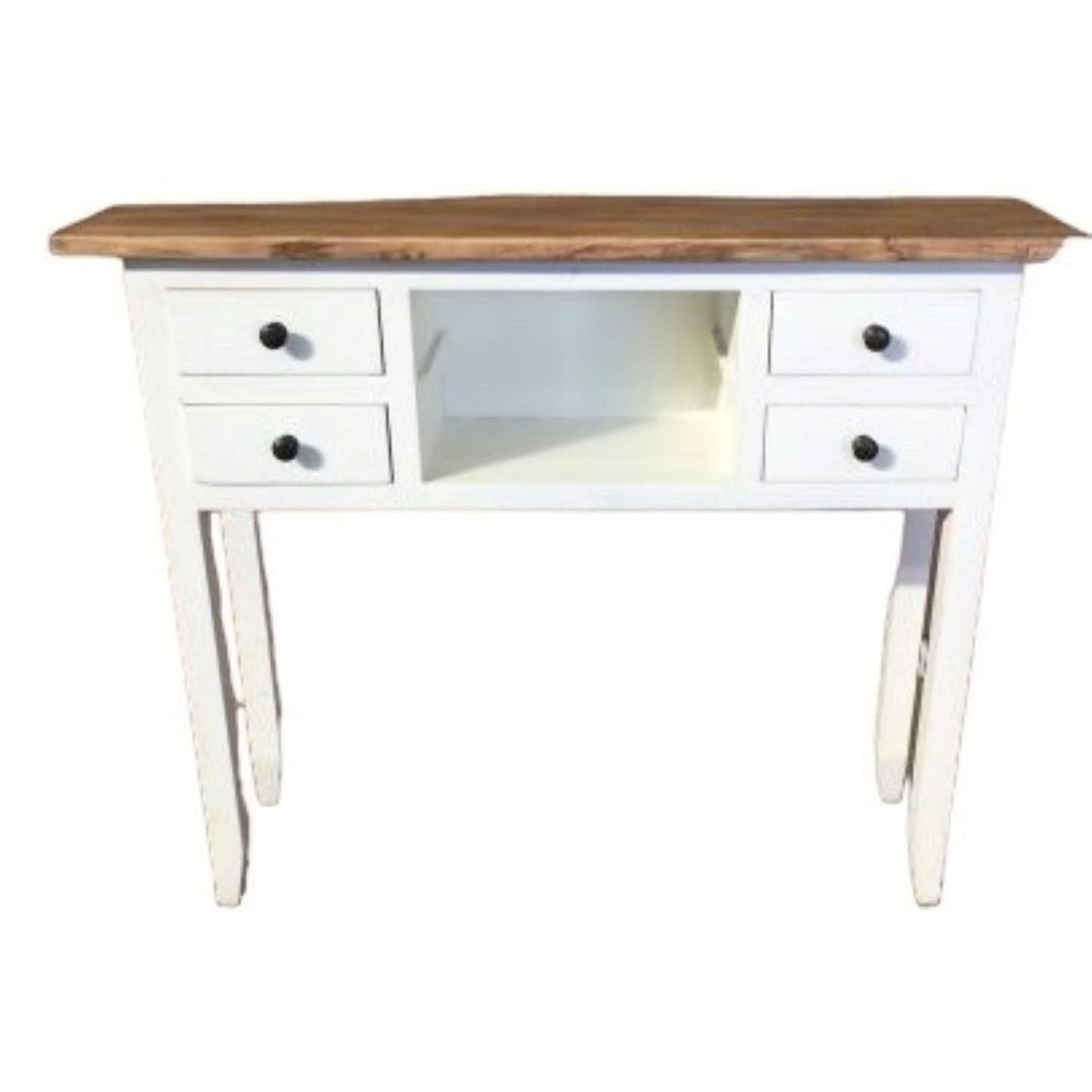 DAGENHAM NARROW CHINESE HALL TABLE/CONSOLE 4 DRAWERS IN RECYCLED ELM NATURAL/WHITE - MyChocolateWood