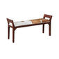 DAISY SOLID MAHOGANY TIMBER DOUBLE BENCH WITH GOAT HIDE SEAT - MyChocolateWood