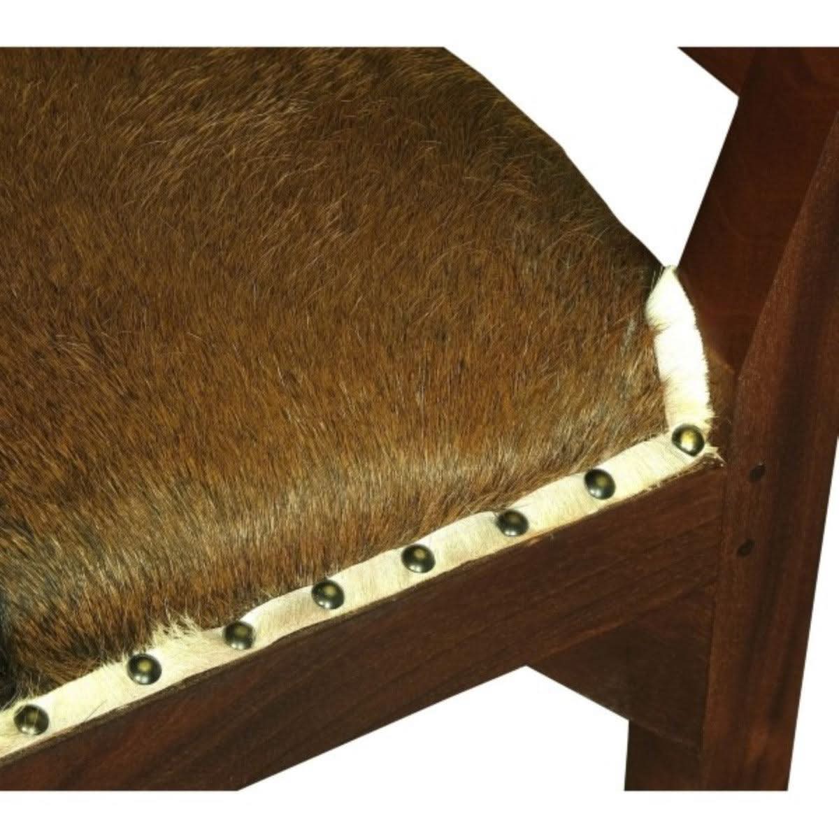 DAISY SOLID MAHOGANY TIMBER SINGLE BENCH WITH GOAT HIDE SEAT - MyChocolateWood