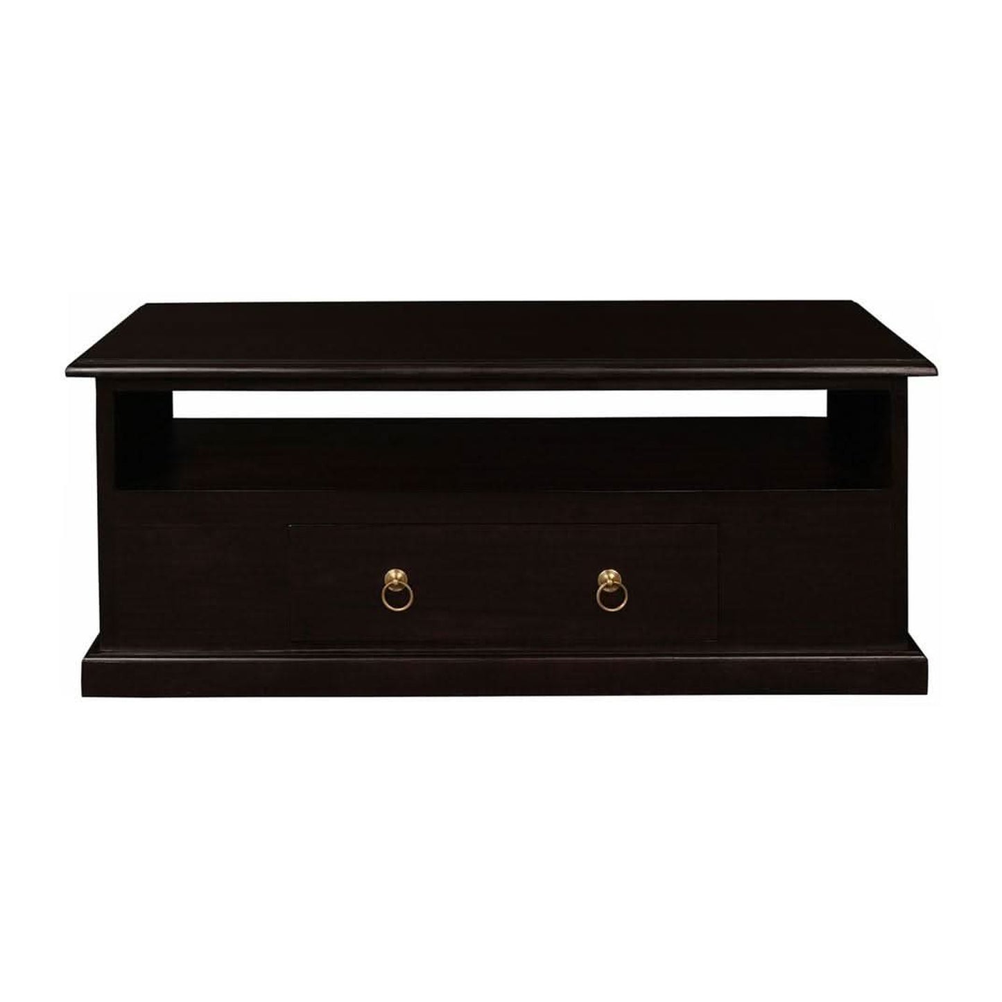 Dale Solid Mahogany 2-Drawer Coffee Table 100cm in Chocolate - Chocolate Wood