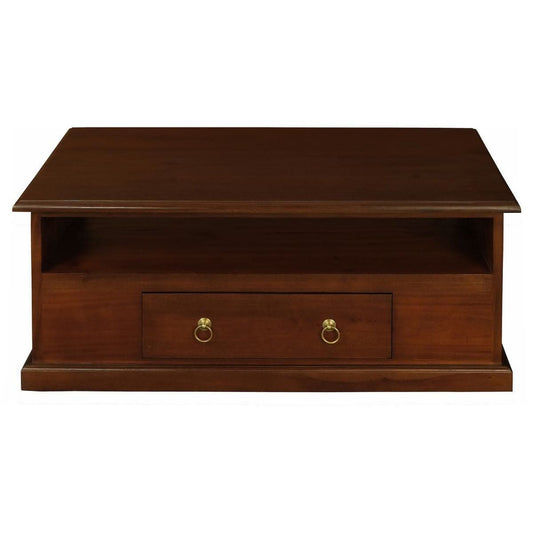 DALE SOLID MAHOGANY 2 DRAWER COFFEE TABLE IN MAHOGANY 100CM