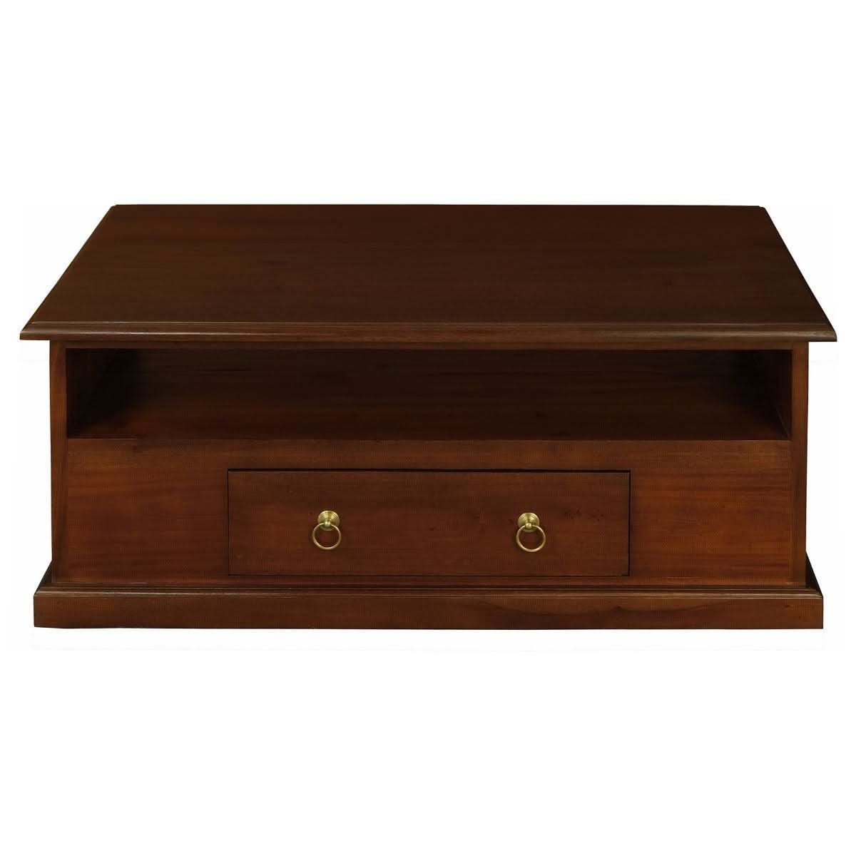 DALE SOLID MAHOGANY 2 DRAWER COFFEE TABLE IN MAHOGANY 100CM - MyChocolateWood