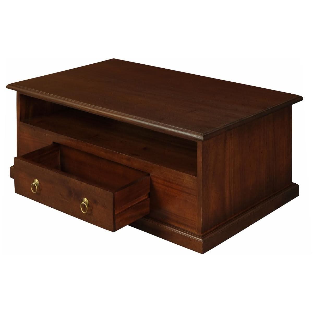 DALE SOLID MAHOGANY 2 DRAWER COFFEE TABLE IN MAHOGANY 100CM - MyChocolateWood