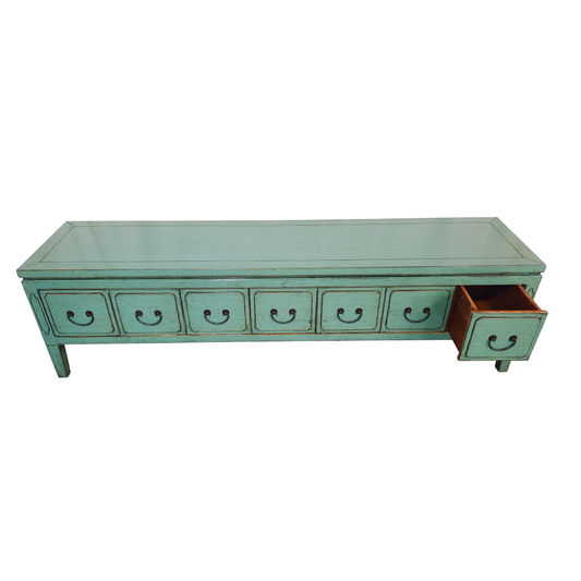 DANDAN HF2308-234 CHINESE ANTIQUE RECYCLED PINE TIMBER 7-DRAWER ETU TELEVISION STAND - MyChocolateWood