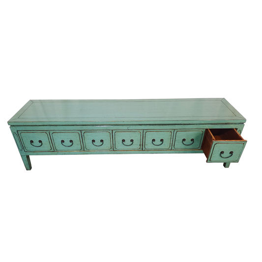 DANDAN HF2308-234 CHINESE ANTIQUE RECYCLED PINE TIMBER 7-DRAWER ETU TELEVISION STAND