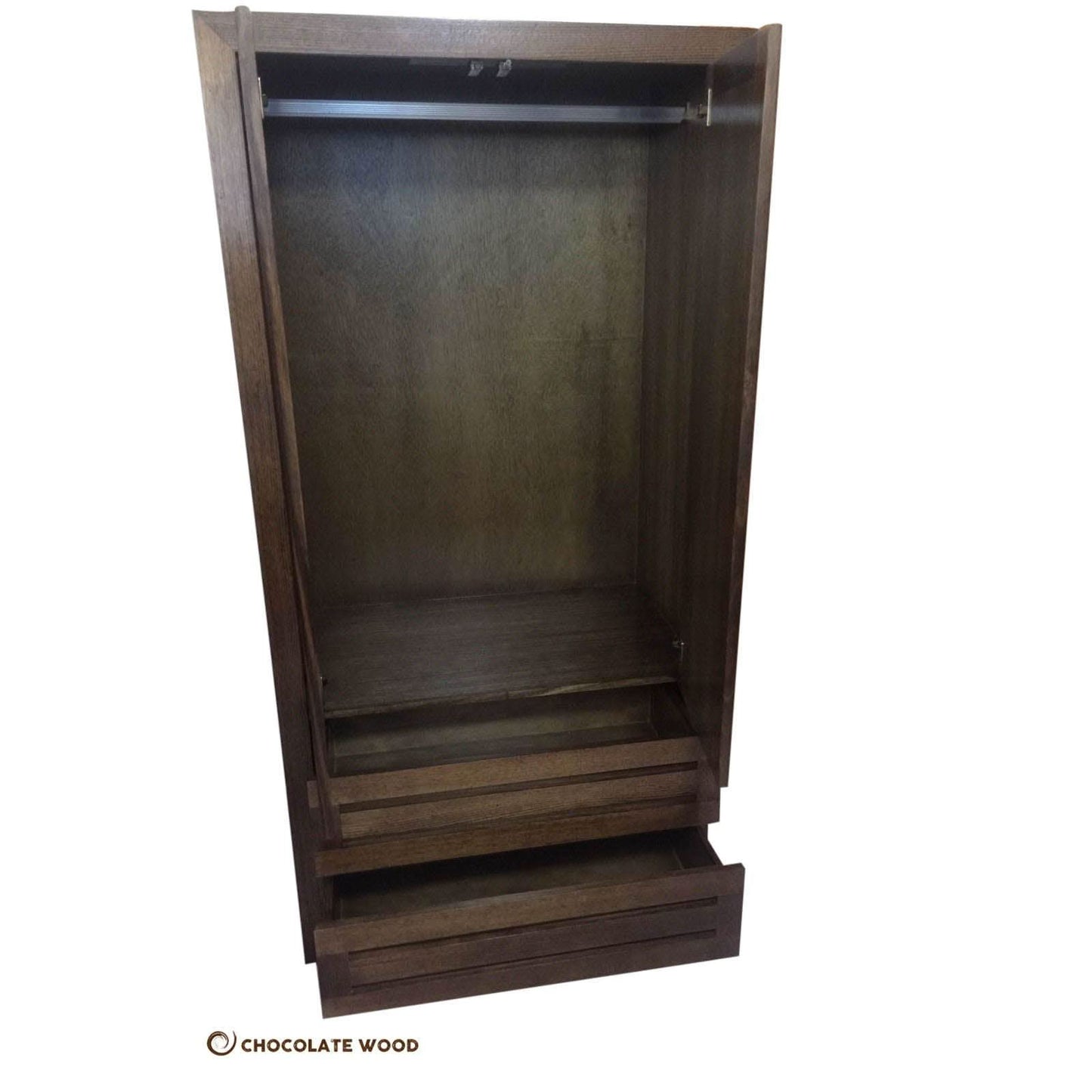 DANILO 2 DRAWERS WITH HANGING SPACE WARDROBE IN TASSIE OAK LIGHT BROWN AUSTRALIAN CUSTOM MADE - MyChocolateWood