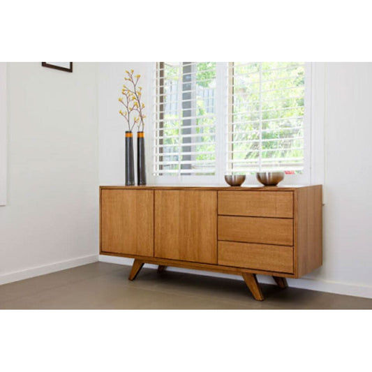 DARIA RETRO BUFFET / SIDEBOARD 3 DRAWERS & 2 DOORS- TASSIE OAK HARDWOOD TIMBER - LOCALLY MADE TO ORDER - MyChocolateWood