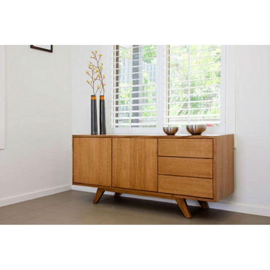 DARIA RETRO BUFFET / SIDEBOARD 3 DRAWERS & 2 DOORS- TASSIE OAK HARDWOOD TIMBER - LOCALLY MADE TO ORDER - MyChocolateWood