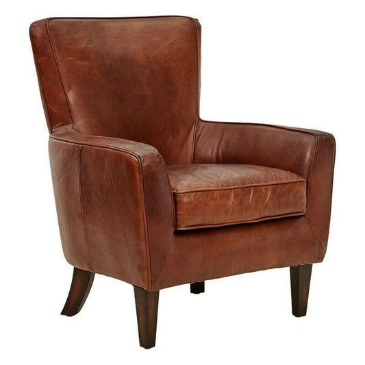 DARIAN PREMIUM GRADE AGED LEATHER ARMCHAIR/LOUNGE CHAIR IN CIGAR - MyChocolateWood