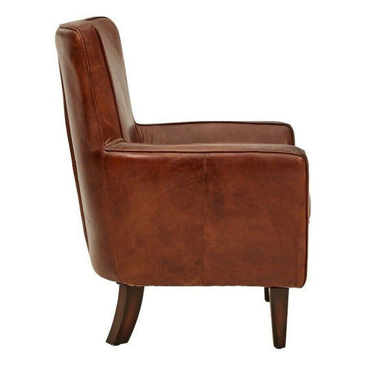DARIAN PREMIUM GRADE AGED LEATHER ARMCHAIR/LOUNGE CHAIR IN CIGAR - MyChocolateWood