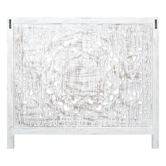 DAUPHIN MANGO WOOD QUEEN HEADBOARD ANTIQUE WHITE - MyChocolateWood