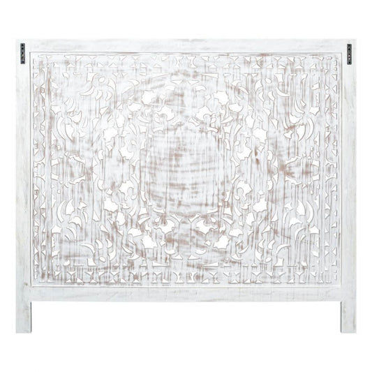 DAUPHIN MANGO WOOD QUEEN HEADBOARD ANTIQUE WHITE - MyChocolateWood
