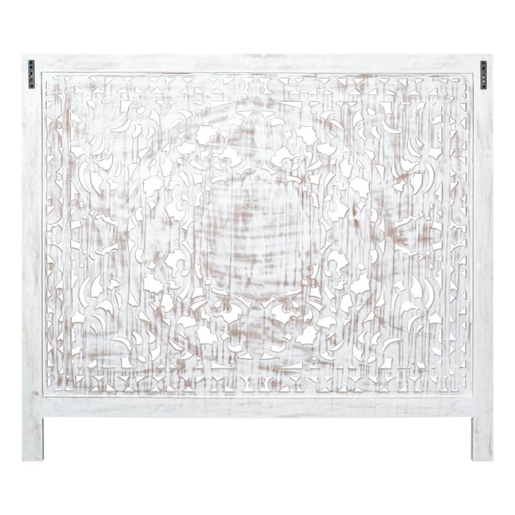 DAUPHIN MANGO WOOD QUEEN HEADBOARD ANTIQUE WHITE - MyChocolateWood