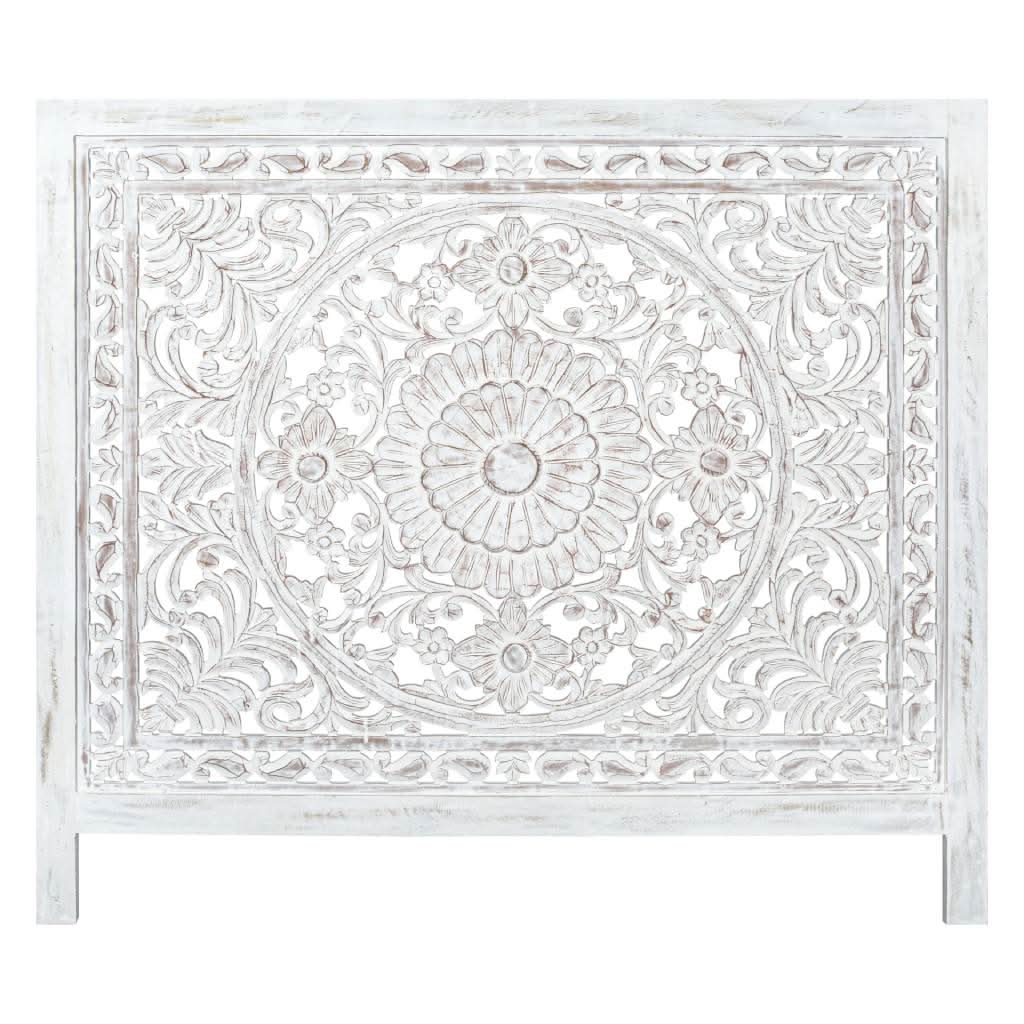DAUPHIN MANGO WOOD QUEEN HEADBOARD ANTIQUE WHITE - MyChocolateWood