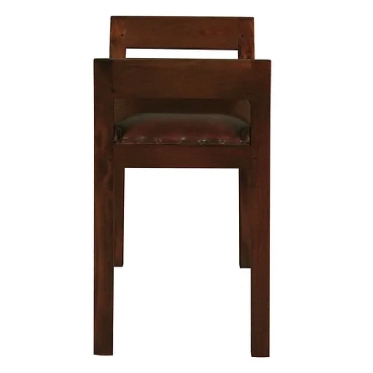 DELANY SOLID MAHOGANY TIMBER SINGLE BENCH WITH GENUINE LEATHER SEAT IN MAHOGANY - MyChocolateWood