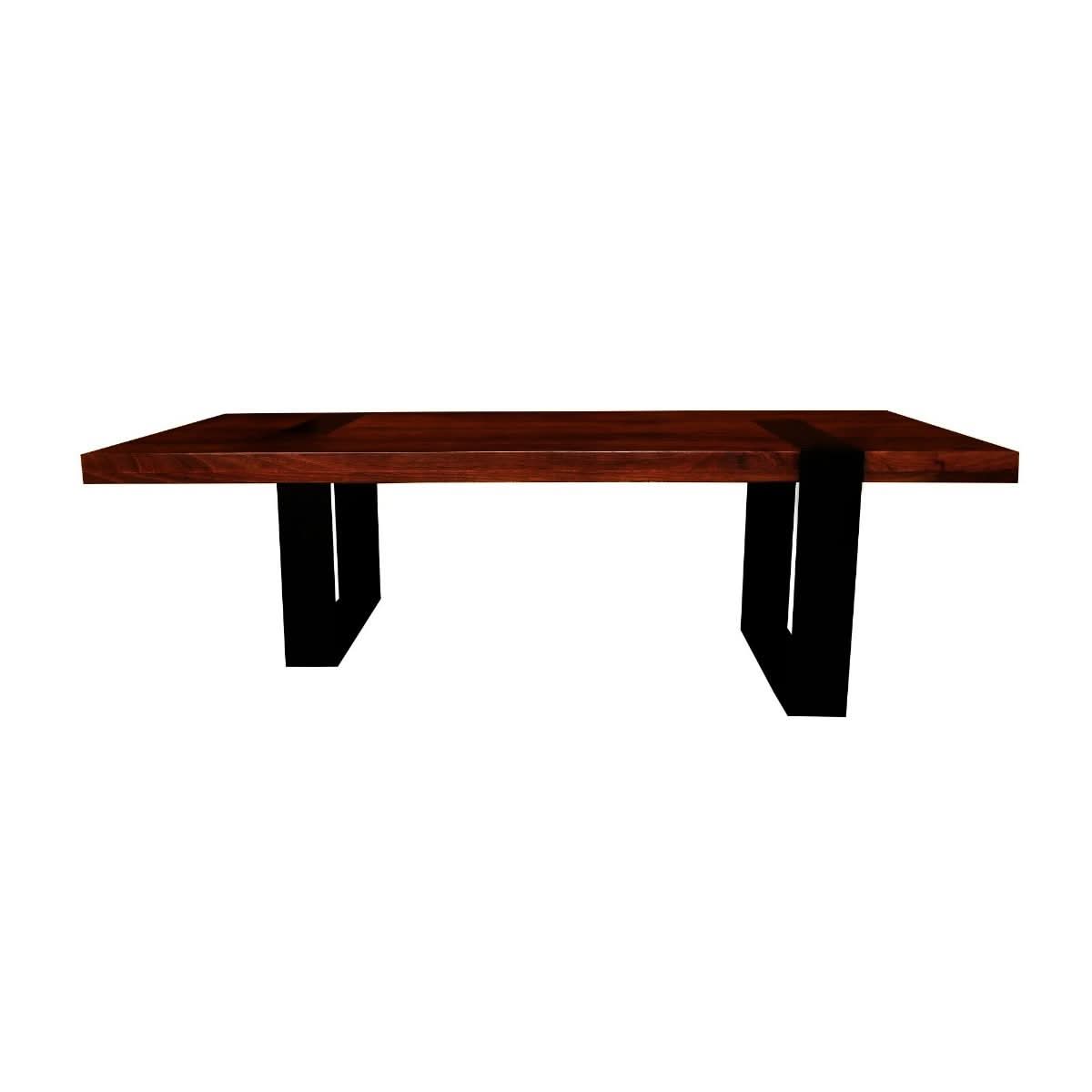 DELFINE RICH WARM BROWN MANGO WOOD COFFEE TABLE WITH BLACK METAL LEGS - MyChocolateWood